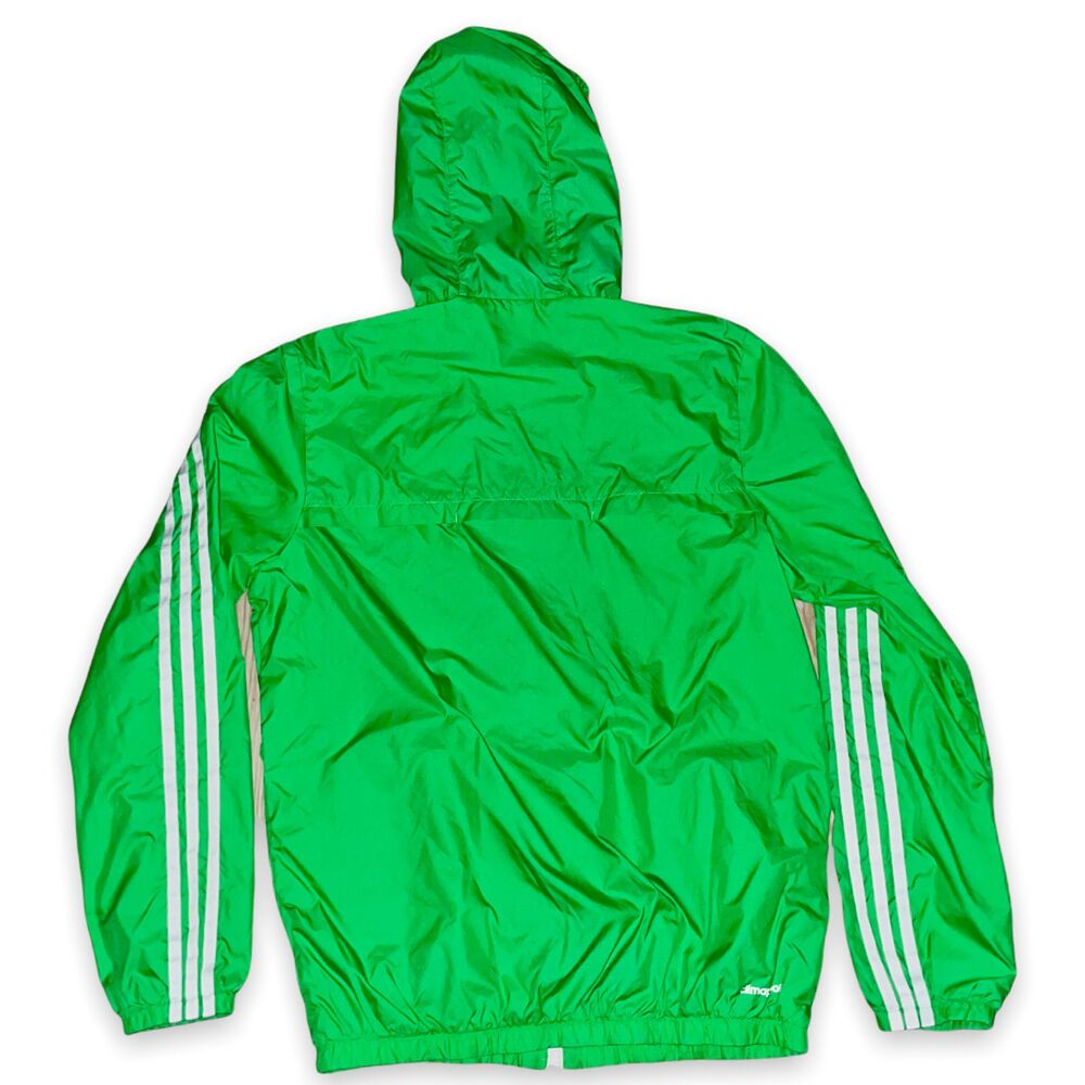 Adidas Vintage Super Rare Nylon Glanz Shiny Jacket Anorak Lime Green M - Picture 7 of 8